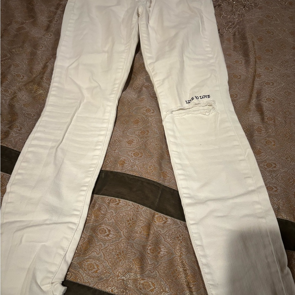 RACHEL Rachel Roy Skinny White Ripped Jeans Low Rise 26